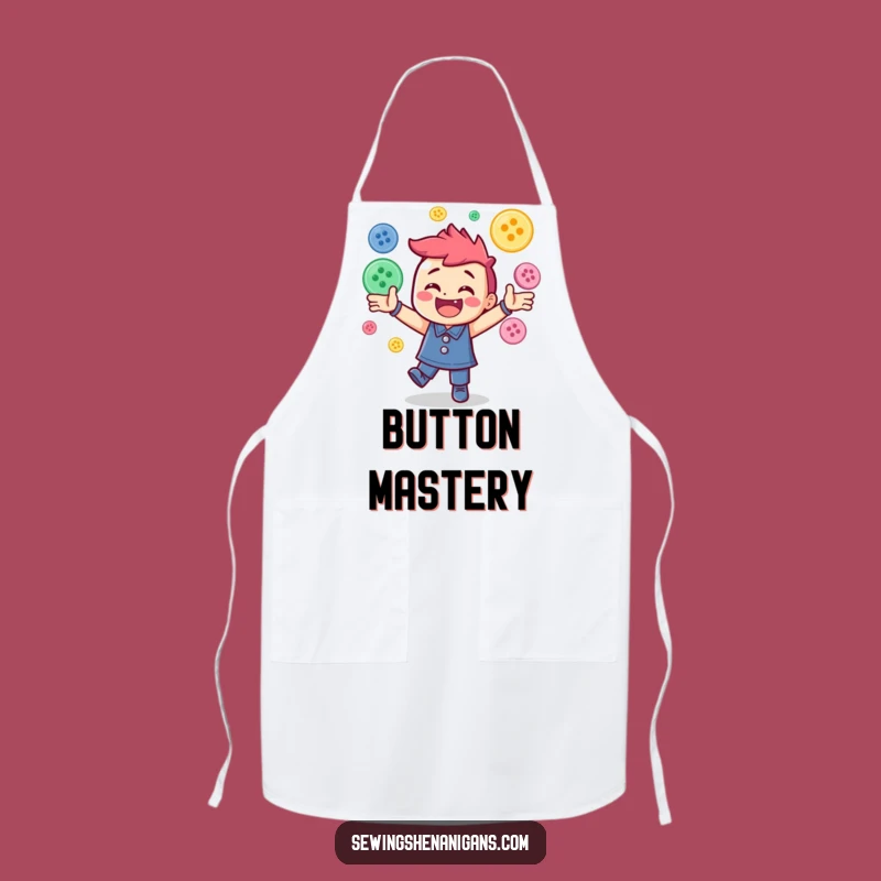 Funny Button Juggling Apron: Cheerful Chef Gift for Sewing Kitchens
