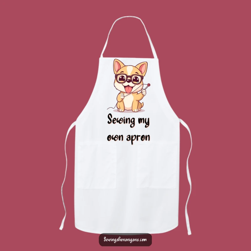 Funny Dog Sewing Apron: Glasses Pup, Humorous Kitchen & Crafting Gift