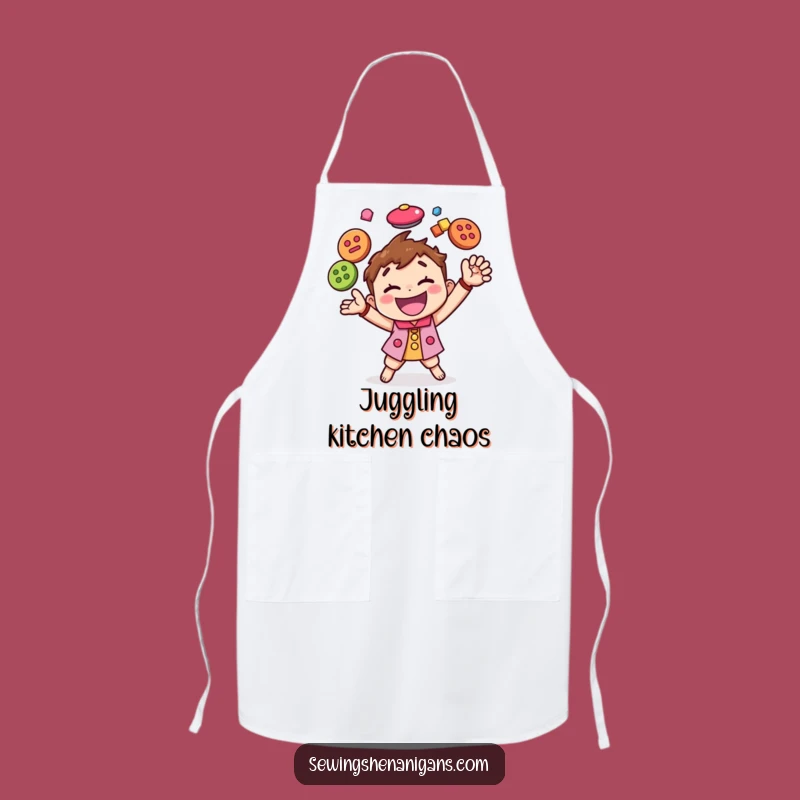 Funny Button Juggling Character Apron, a Hilarious and Practical Gift for Messy Crafters