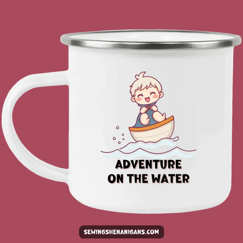 Funny Thimble Boat Giggling Character Camping Mug, a Rugged and Hilarious Outdoor Gift