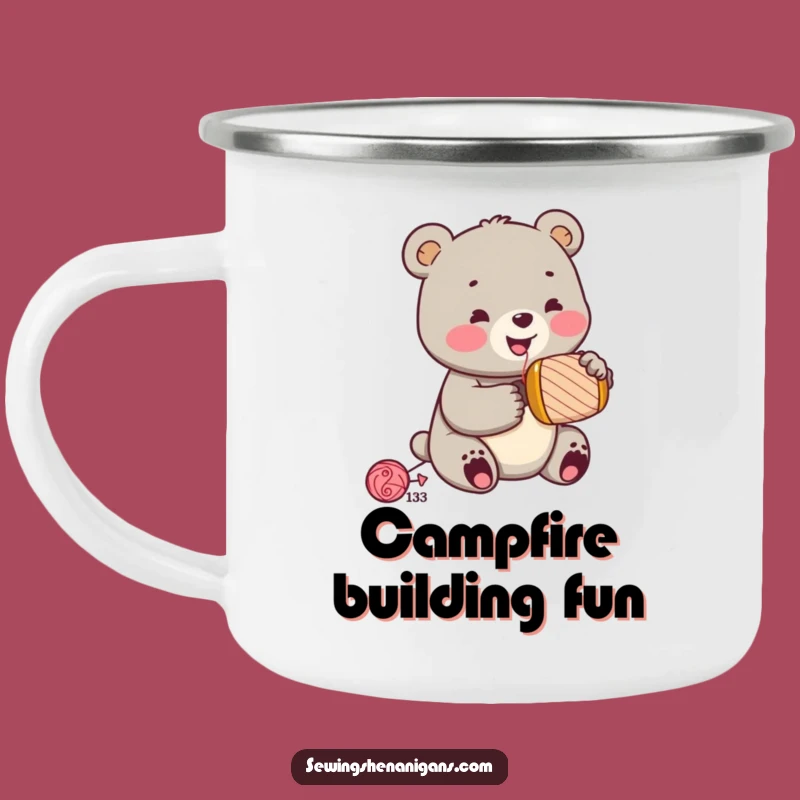 Funny Jolly Bear Cub Hammering Camping Mug - DIY Campfire Companion Gift!