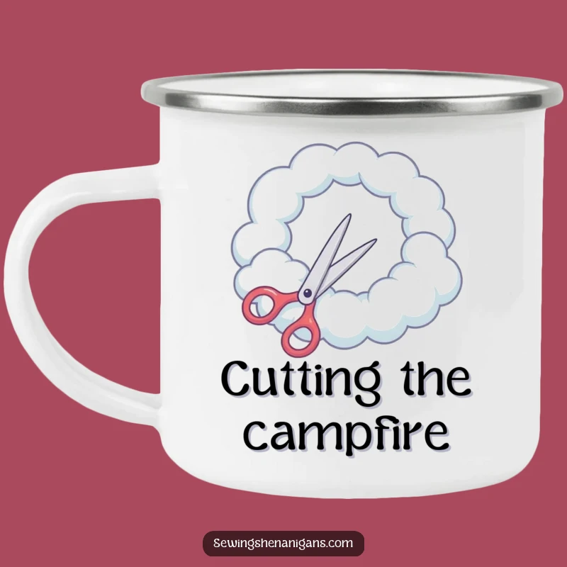 Funny Cloud Scissors Camping Mug: Enjoy Drinks with Hilarious Outdoor Dreams