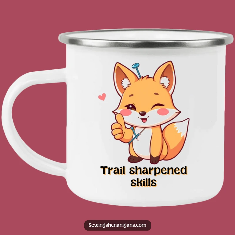 Funny Happy Fox Sewing Camping Mug - Crafty Campfire Companion Gift!