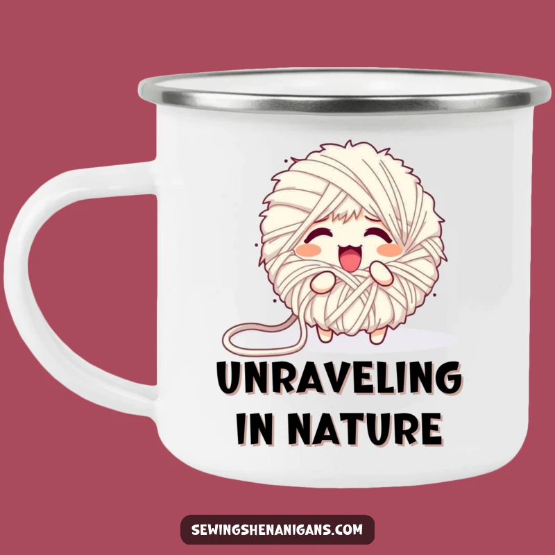 Funny Unraveling Yarn Ball Camping Mug - Adventure Fuel for Crafters