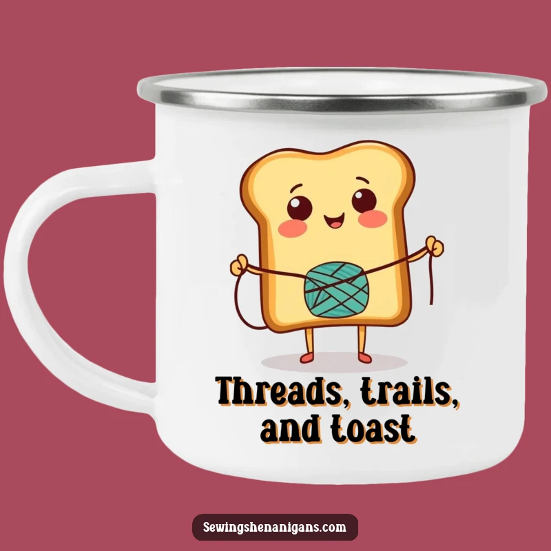 Funny Toast Skipping Rope Camping Mug: Adventure Fuelled by a Cheerful Character's Spirit