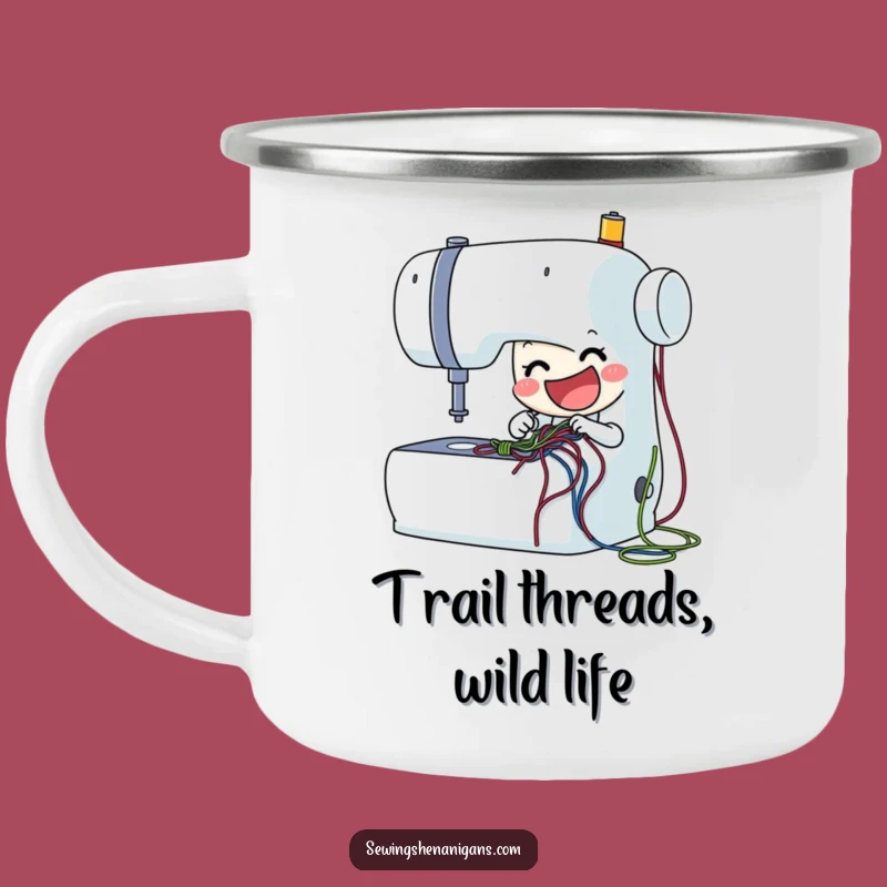 Funny Sewing Machine Camping Mug: Stitching Adventures, the Perfect Funny Gift!