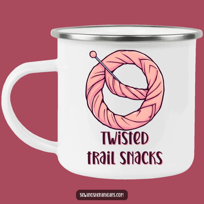 Funny Pretzel Needle Camping Mug: Enjoy Hot Drinks with Hilarious Sewing Adventure
