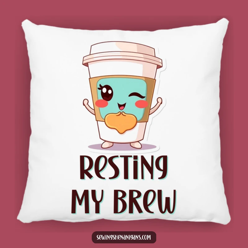 Funny Winking Coffee Cup Pillow: Cozy Comfort, Hilarious Decor, Perfect Funny Gift