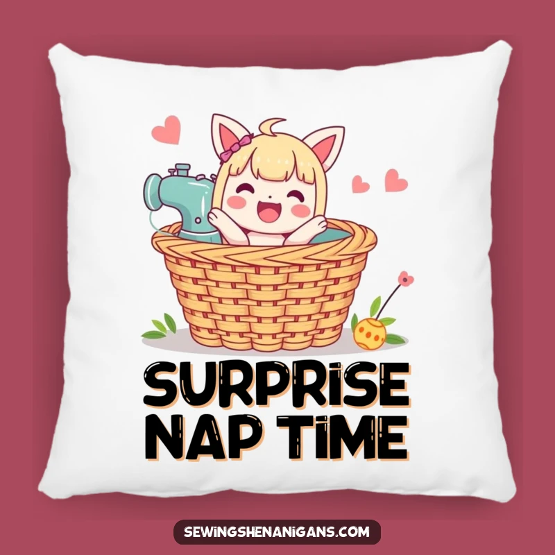 Funny Sewing Basket Pillow: Cuddle Up with Cozy Crafty Surprise!