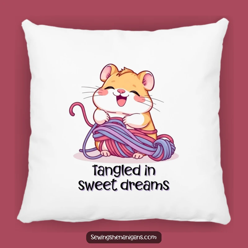 Funny Hamster Yarn Pillow: Giggling Critter Cushion, Humorous Decor Gift