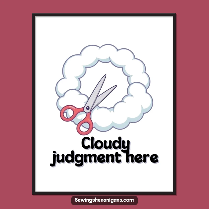 Funny Cloud Scissors Digital Art: Hilarious Decor for a Dreamy Space