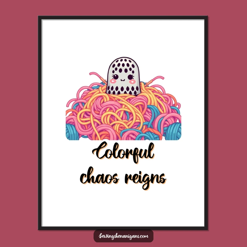 Funny Lost Thimble Digital Art: Hilarious Yarn Decor for a Cozy Space