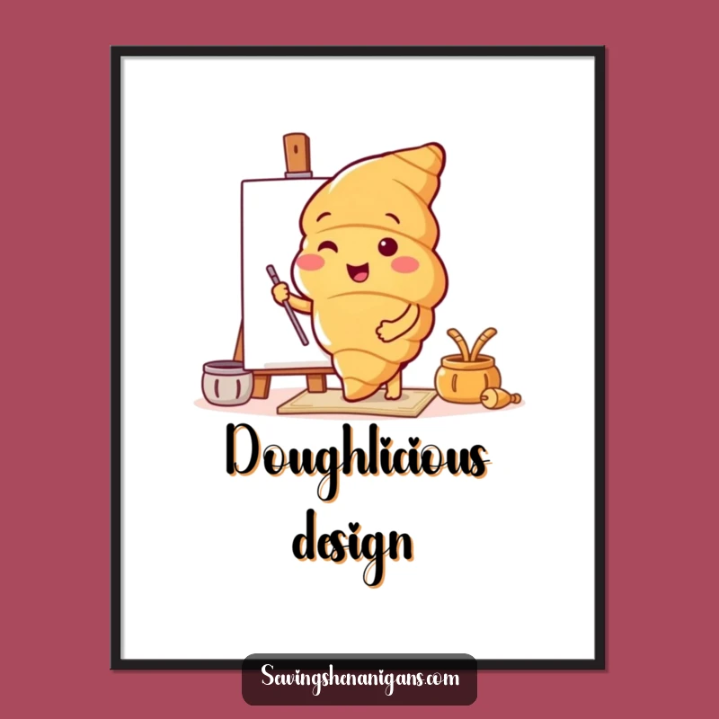 Funny Croissant Pattern Tester Digital Art: Cheerful Pastry Decor for Instant Download