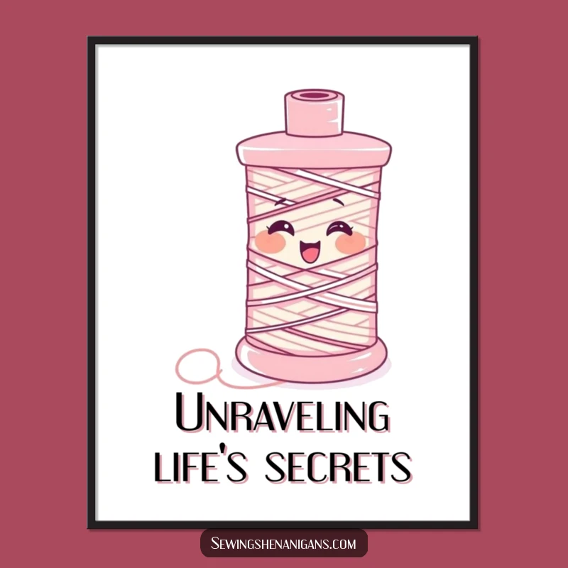 Funny Giggling Thread Digital Art: Hilarious Sewing Decor for a Cheerful Space