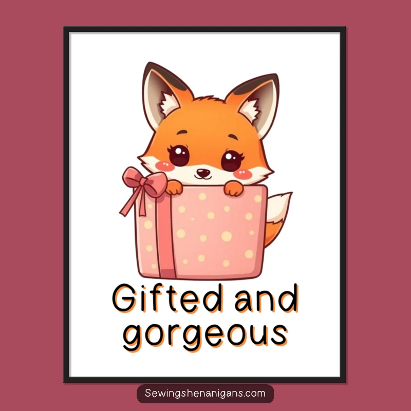 Funny Kawaii Fox Gift Digital Print - Instant Surprise Wall Art!