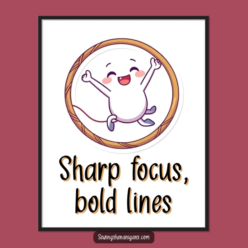 Funny Needle Hoop Digital Art: Playful Stitching Action, a Perfect Funny Gift!