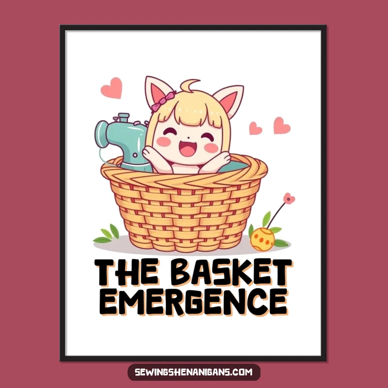 Funny Sewing Basket Digital Art: Instant Crafty Surprise for Your Walls!