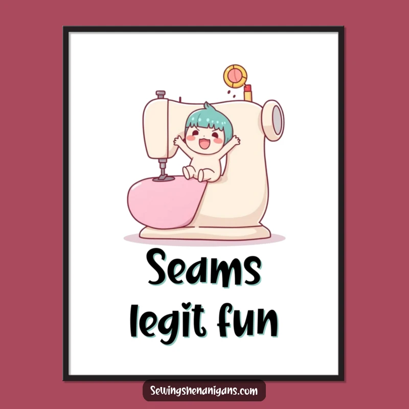 Funny Kawaii Ball Bouncing Sewing Machine Digital Art - Hilarious Instant Download Gift