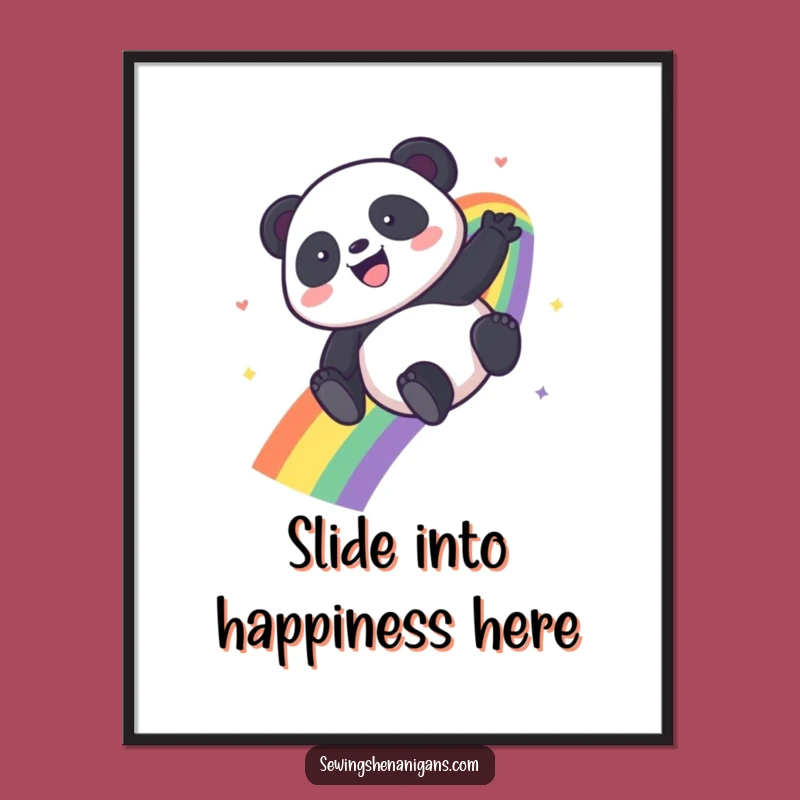 Funny Kawaii Panda Rainbow Digital Print - Instant Joyful Wall Art