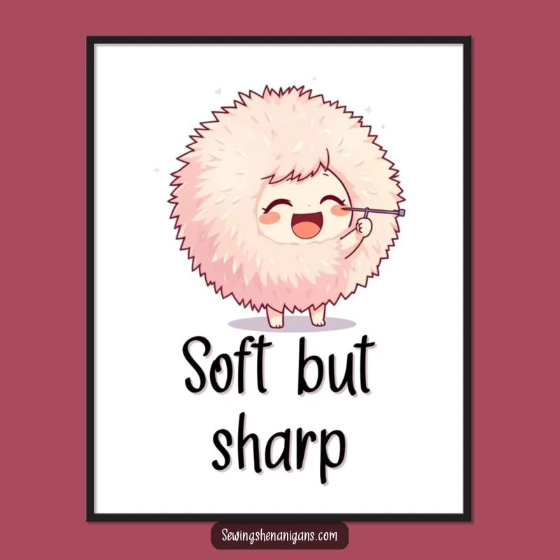 Funny Pom-Pom Poke Character Digital Art, Instant Whimsical and Hilarious Wall Decor Gift
