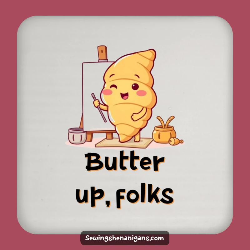 Funny Croissant Pattern Tester Coaster: Protect Surfaces with Cheerful Pastry Art