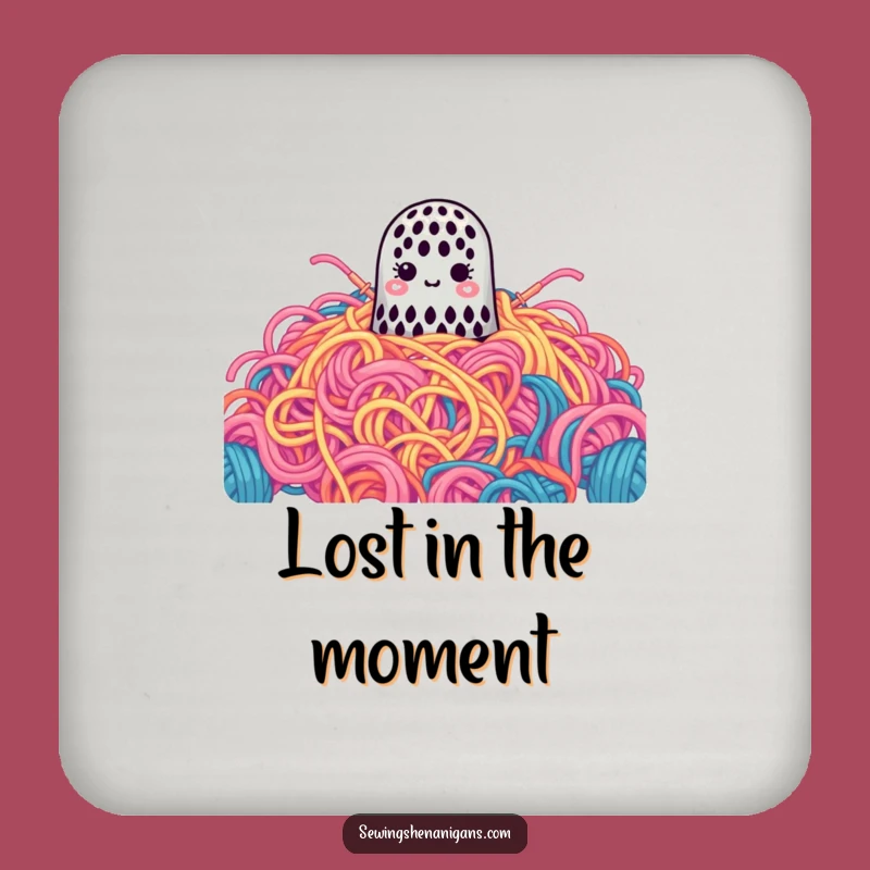 Funny Lost Thimble Coaster: Protect Surfaces with Hilarious Yarn Flair