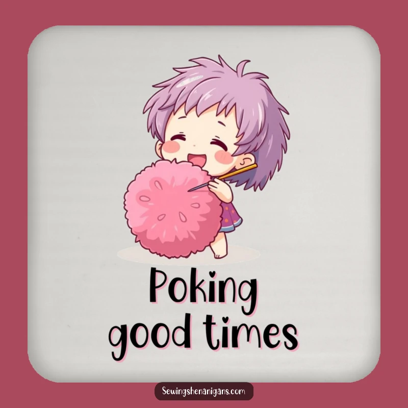 Funny Pom-Pom Needle Coaster: Protect Surfaces with Crafty Humor Gift