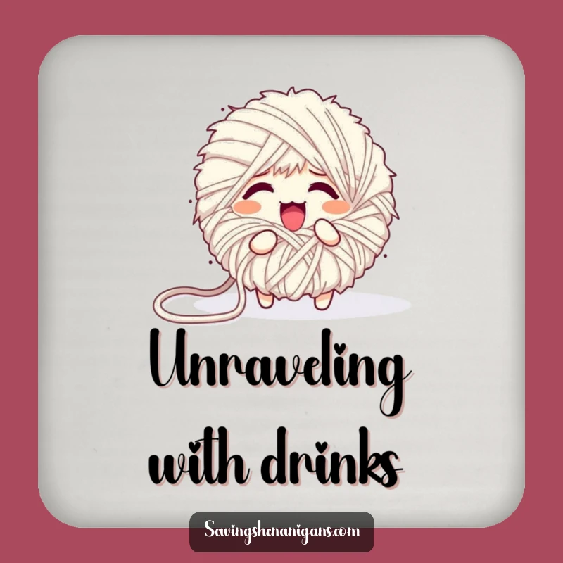 Funny Unraveling Yarn Ball Coaster - Protect Surfaces with Flair
