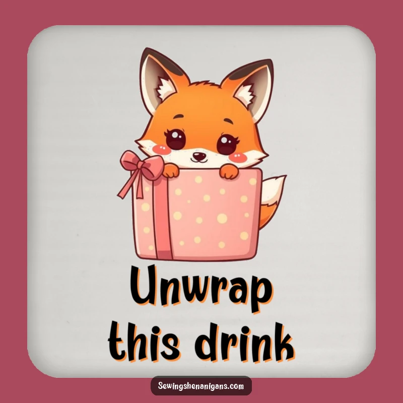 Funny Kawaii Fox Gift Coaster - Protect Surfaces with Surprise!