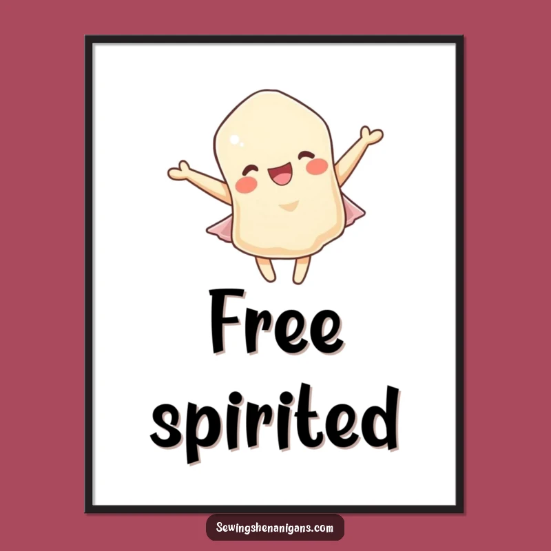 Funny Fabric Scrap Poster: Delightful Fluttering Character Art for a Joyful Gift