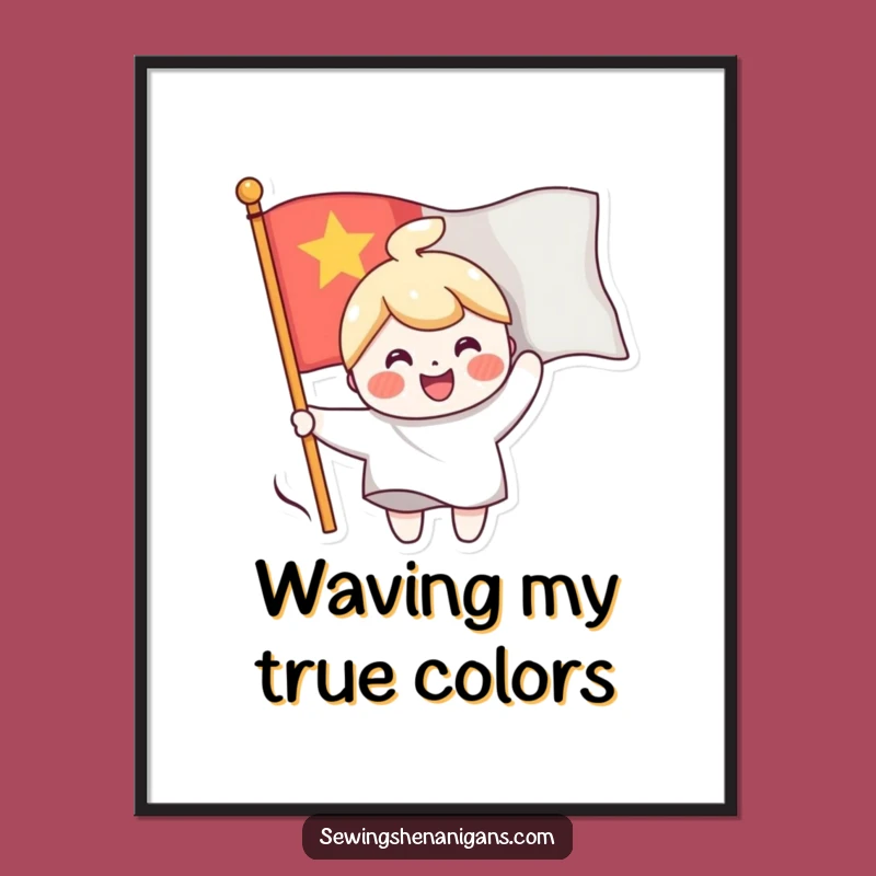 Funny Flag Sewing Character Poster, a Cheerful and Hilarious Piece of Art Gift