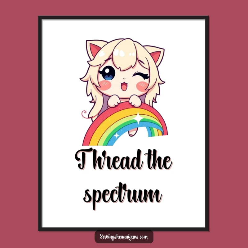 Funny Rainbow Stitching Poster - Glowing Thread Art for a Magical Space Gift