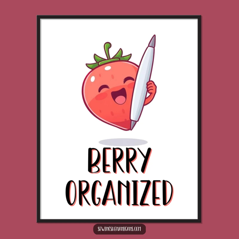 Funny Strawberry Needle Poster: Quirky Wall Art, A Hilarious Funny Gift