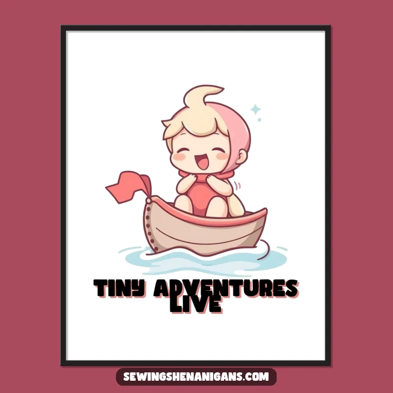 Funny Thimble Boat Poster: Giggling Character Art, Hilarious Whimsical Decor Gift