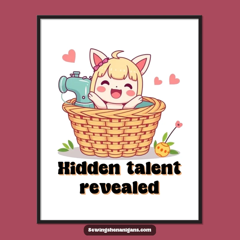 Funny Sewing Basket Poster: Add Crafty Charm and Surprise to Your Walls!