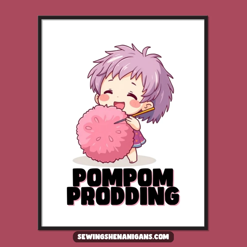 Funny Pom-Pom Needle Poster: Whimsical Wall Art for Craft Lovers