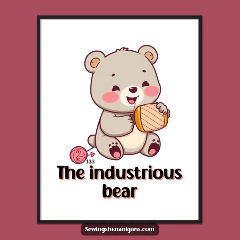 Funny Jolly Bear Cub Hammering Poster - Whimsical DIY Art Gift!