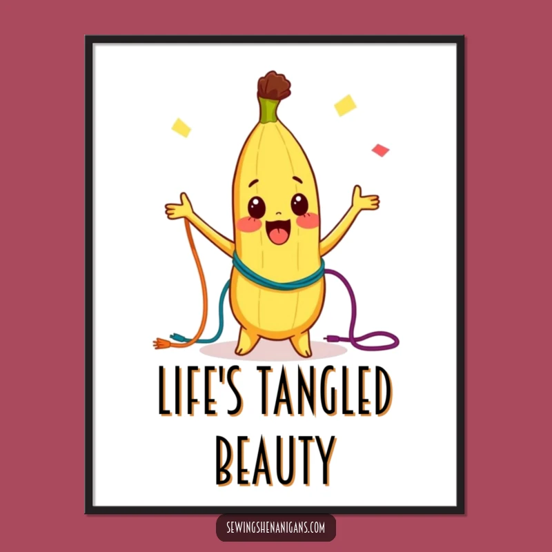 Vibrant Funny Banana Poster: Decorate with Juggling Threads Art - Humorous Gift Idea