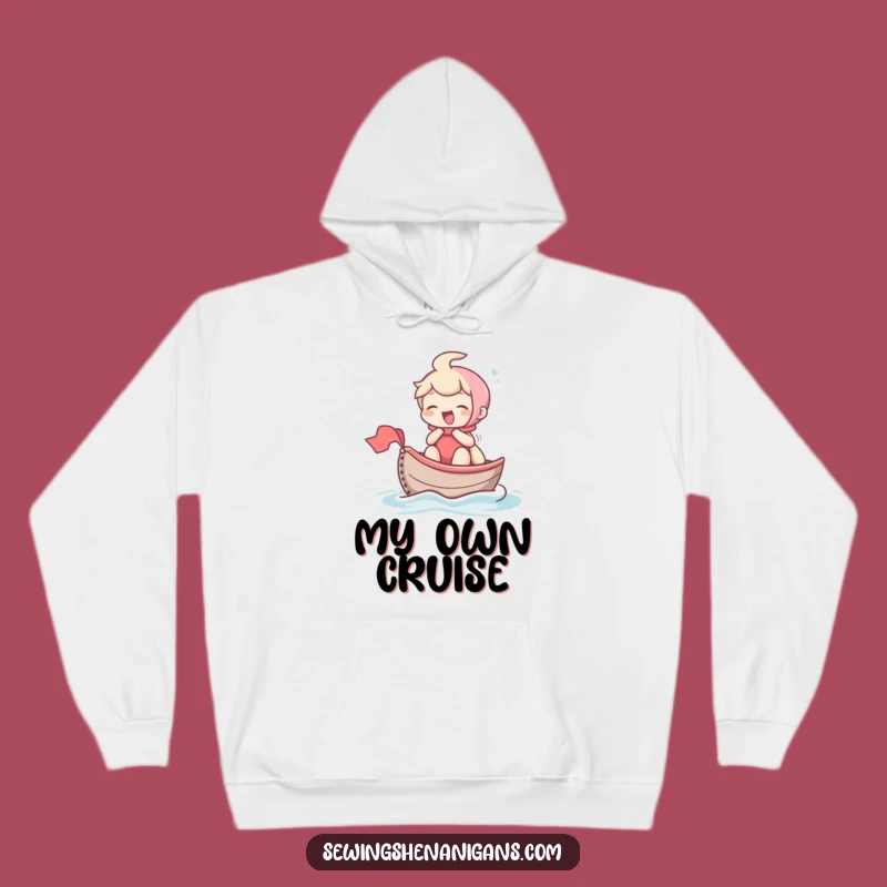 Cozy Funny Giggling Character Hoodie: Sail Through Your Day with This Hilarious Thimble Boat Design