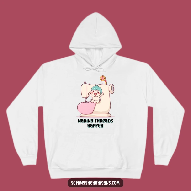 Cozy Funny Kawaii Sewing Machine Ball Bouncing Hoodie - Great Humorous Gift