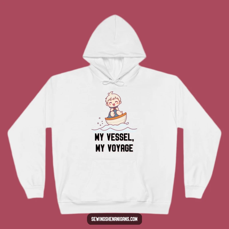 Cozy Funny Thimble Boat Character Hoodie, a Warm and Hilarious Sewing Gift Idea