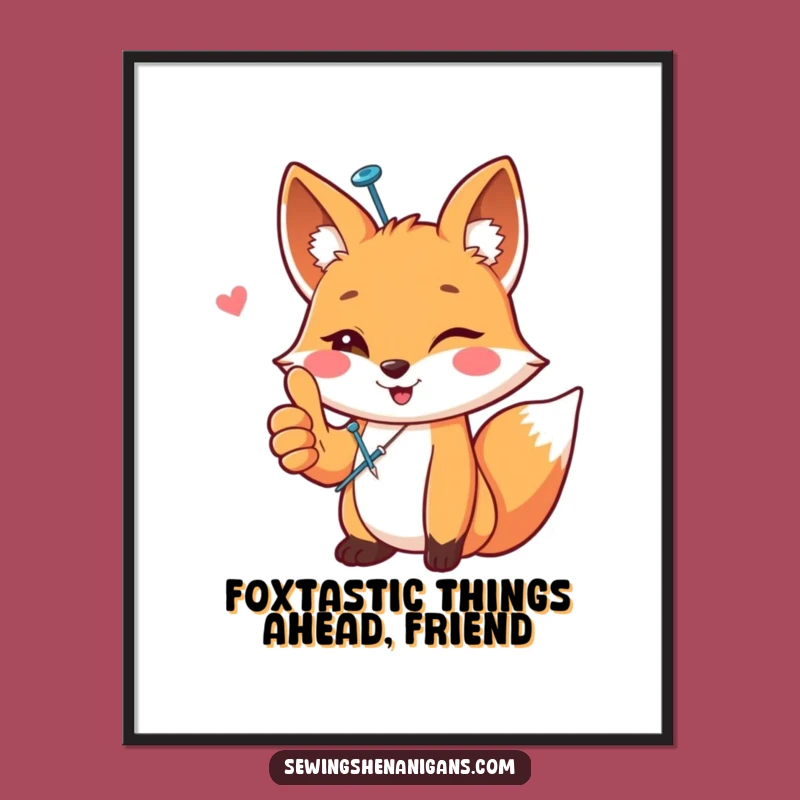Free Printable Sewing Fox Art - Funny Crafty Downloadable Decor