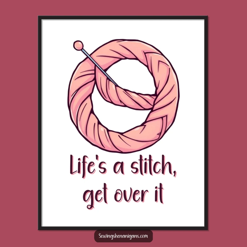 Funny Free Printable Wall Art: Pretzel Needle & Thread, Quirky Downloadable Art Gift