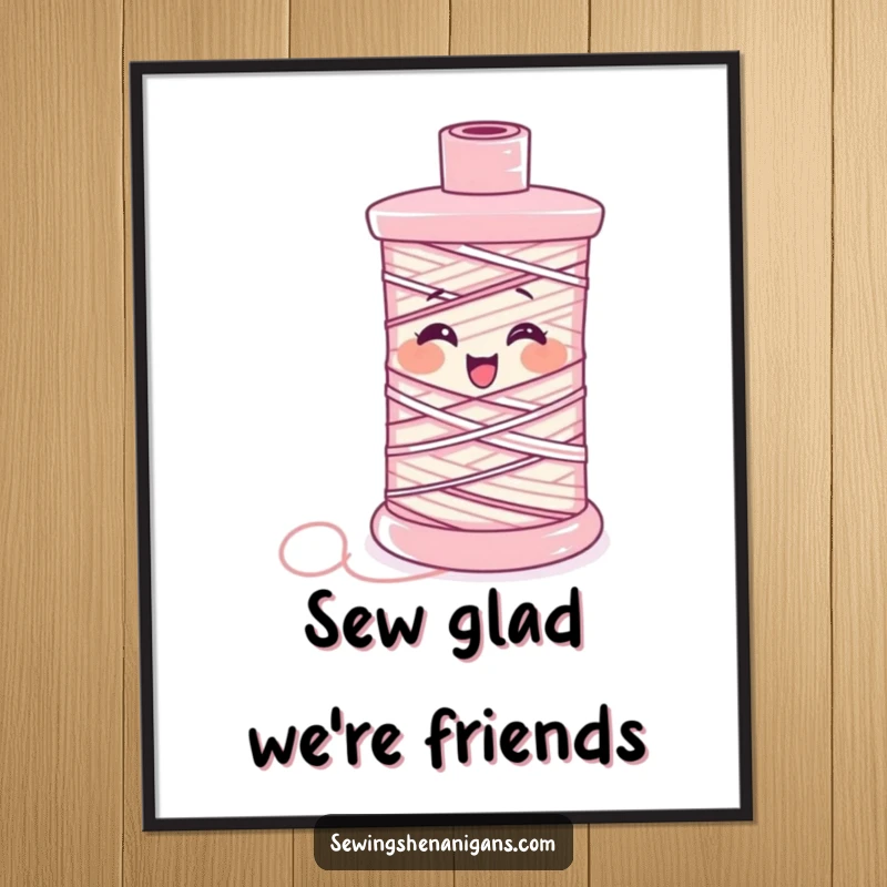 Funny Free Printable Wall Art: A spool of thread amusingly giggles as it unravels, adding quirky charm to any room.