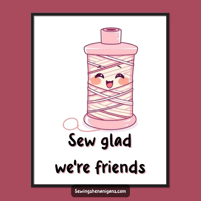 Funny Free Printable Wall Art: Giggling Spool of Thread, Quirky Downloadable Art Gift