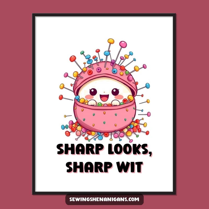 Free Printable Wall Art: Cute Pincushion Full of Pins, Funny Decor for Your Craft Space