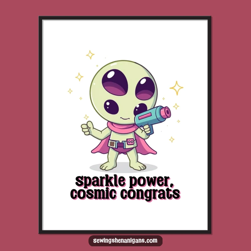Free Printable Wall Art: Kawaii Alien Sparkle Ray Funny Downloadable Decor