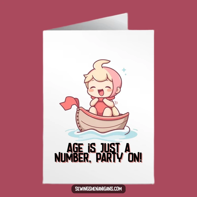 Free Printable Birthday Card: Thimble Boat Character, Funny Downloadable Gift for a Whimsical Birthday