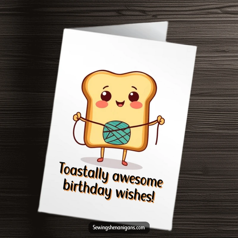 Funny Free Printable Birthday Card featuring a cheerful toast using a thread spool as a skipping rope, radiating joy.