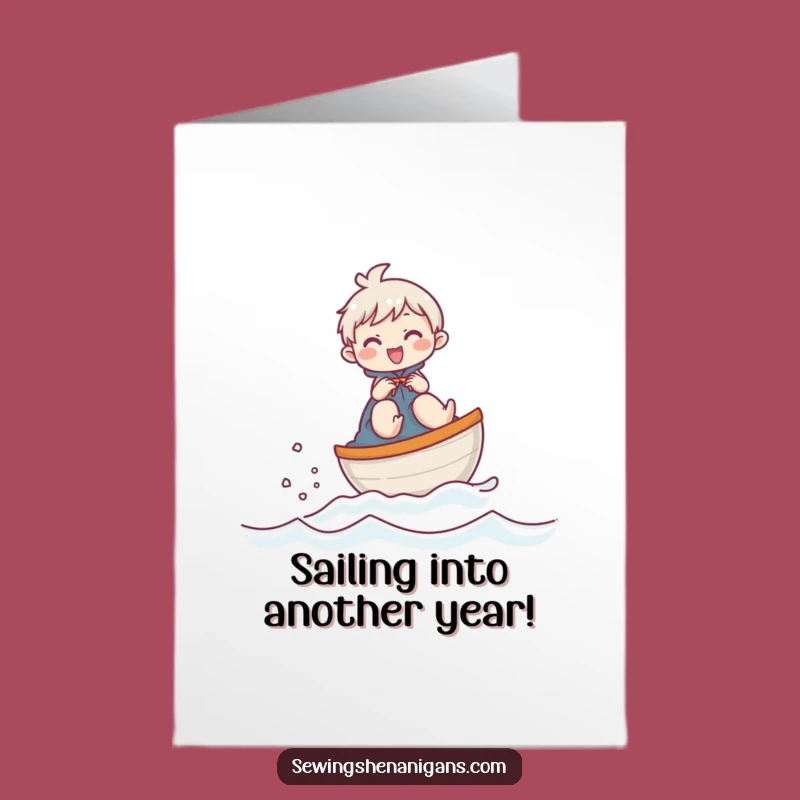 Free Printable Birthday Card: Giggling Thimble Sailor Character, Funny Downloadable Gift